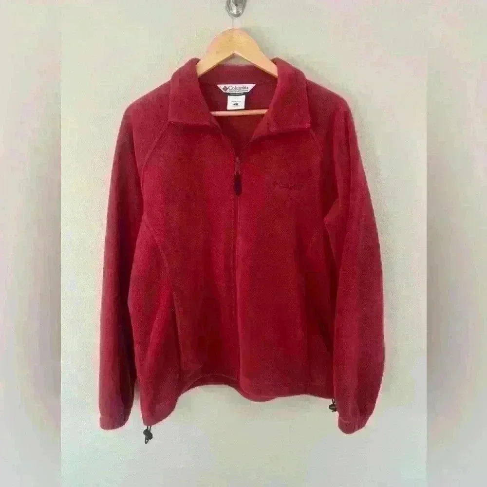Columbia Full Zip Dark Red Rust Fleece Jacket Women's Large